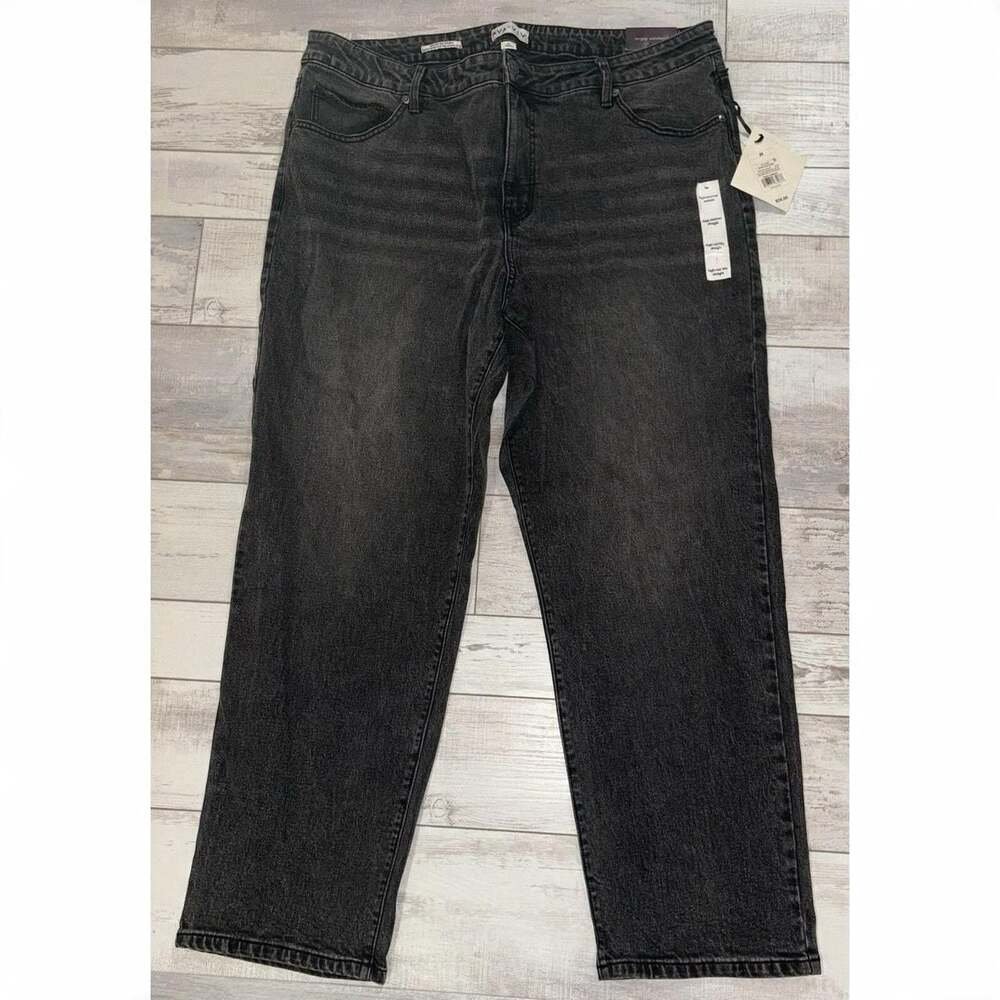 Plus Size 26 R Black Faded Ava & Viv 90s Straight High Rise Jeans Pants